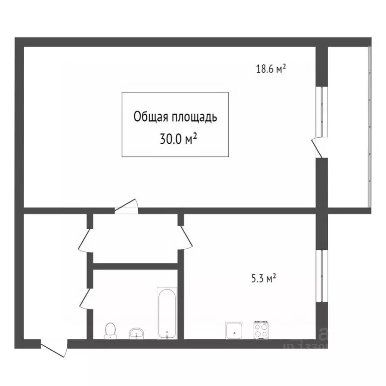 1-к кв. Томская область, Томск ул. Говорова, 34 (30.6 м) - Фото 1