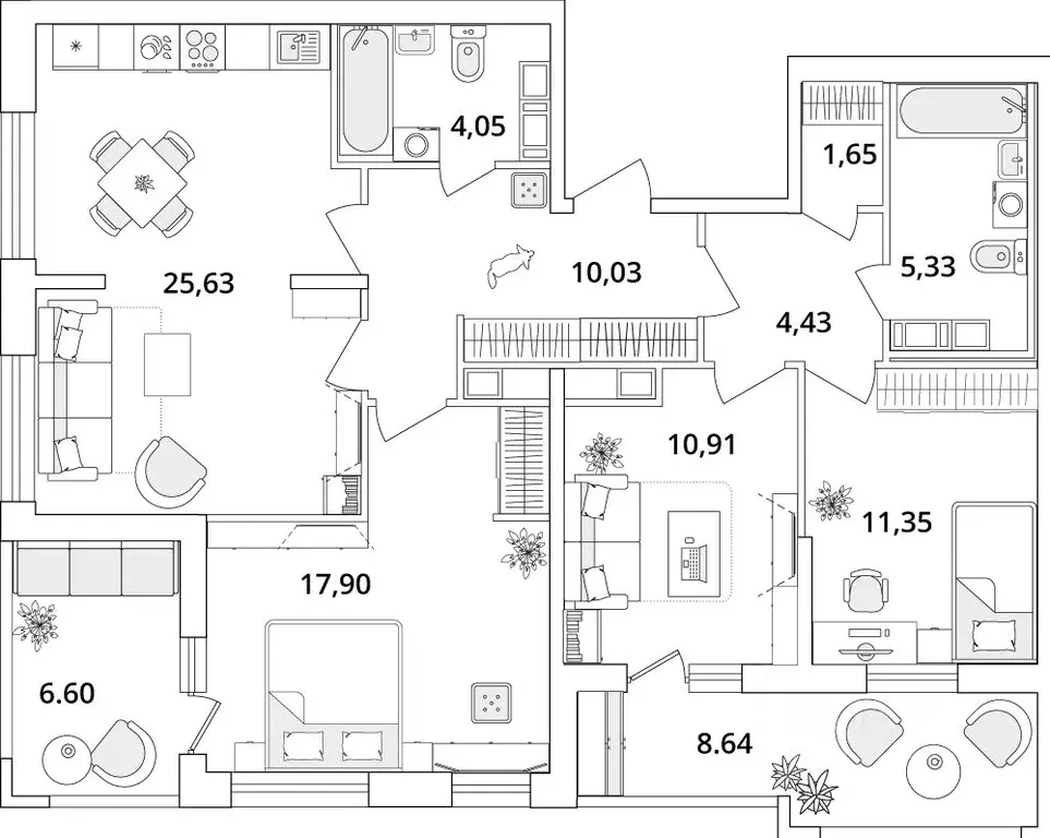 3-к кв. Санкт-Петербург Кубинская ул., 82к3с1 (99.1 м) - Фото 0