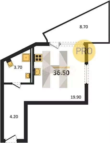 Квартира-студия: Зеленоградск, ЖК Грани (44.7 м) - Фото 1