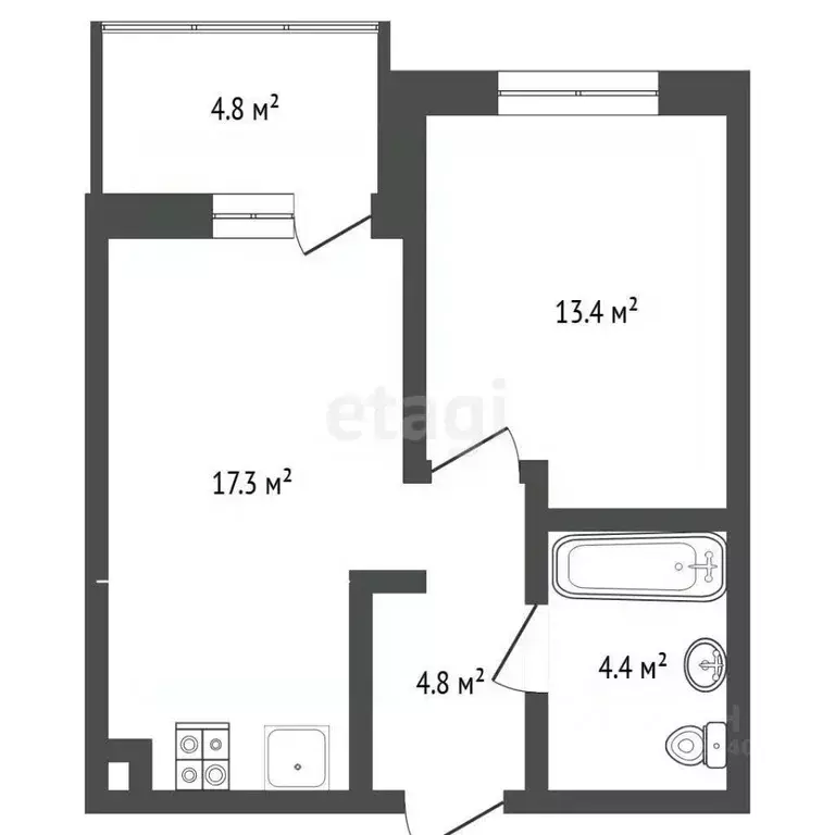 1-к кв. Тюменская область, Тюмень ул. Николая Глебова, 3 (39.6 м) - Фото 2