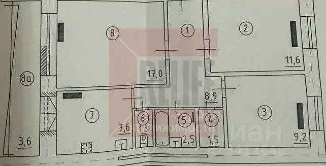 3-к кв. Калининградская область, Калининград Тобольская ул., 37 (59.6 ... - Фото 2
