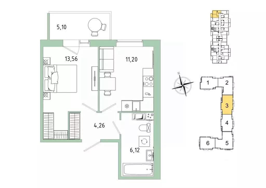 1-к кв. Ленинградская область, Гатчина Въезд мкр,  (36.67 м) - Фото 0