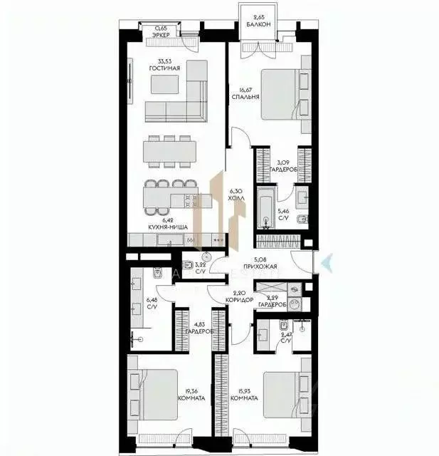 4-к кв. Москва ул. Братьев Фонченко, 1к8 (135.7 м) - Фото 1