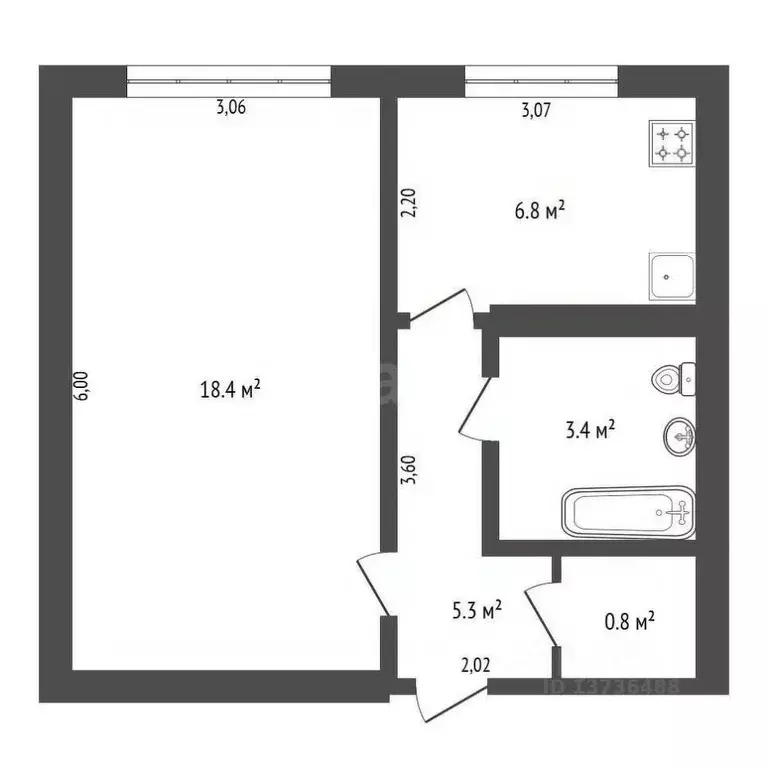 1-к кв. Амурская область, Благовещенск ул. Мухина, 89 (35.3 м) - Фото 1