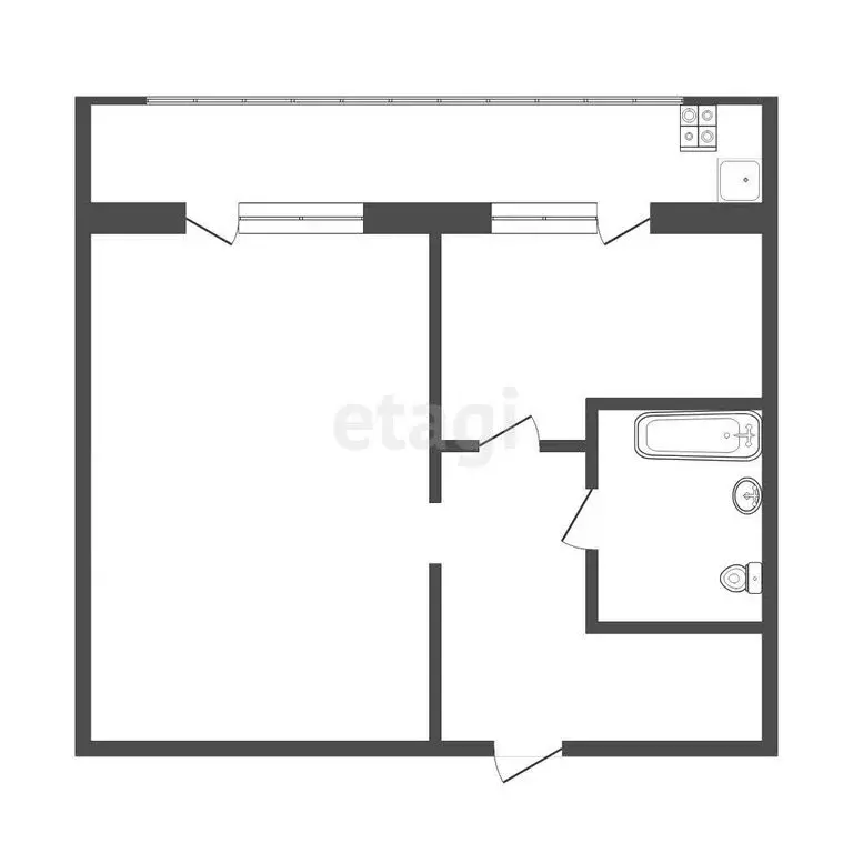 2-комнатная квартира: Тюмень, улица Республики, 239 (36.7 м) - Фото 1