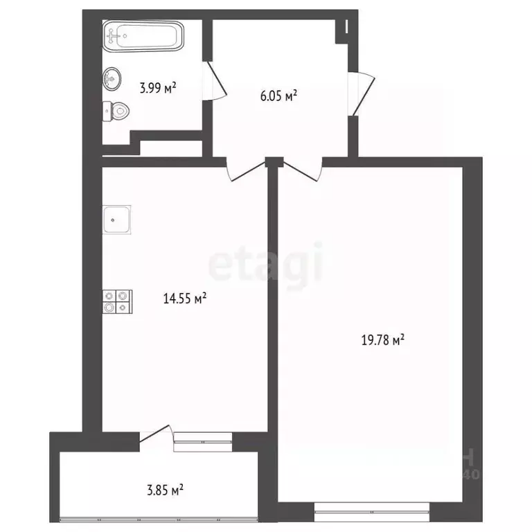 1-к кв. Тюменская область, Тюмень Широтная ул., 211к1 (45.0 м) - Фото 1