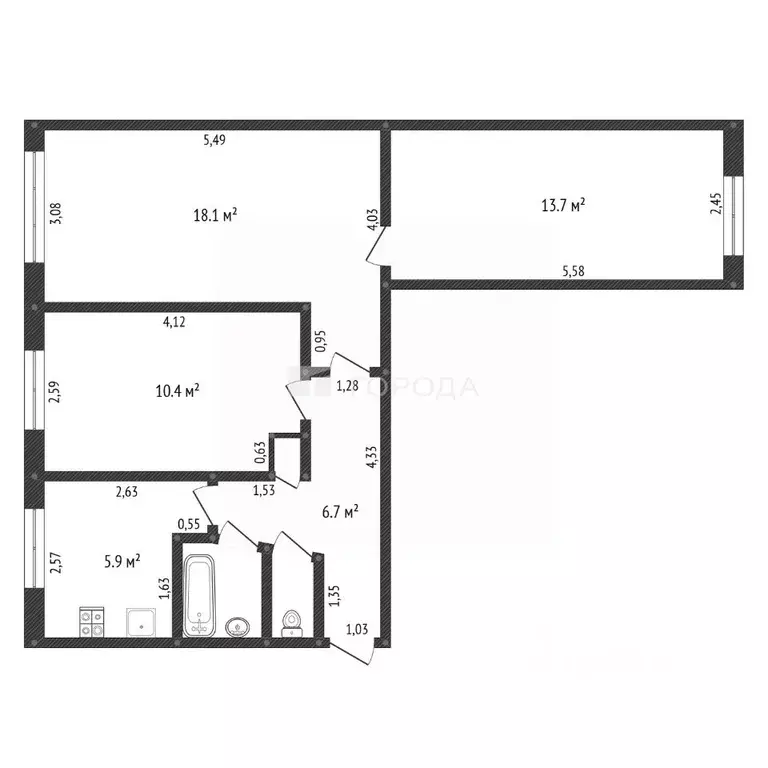 3-к кв. Алтайский край, Барнаул ВРЗ мкр, ул. Водопроводная, 103 (58.1 ... - Фото 2