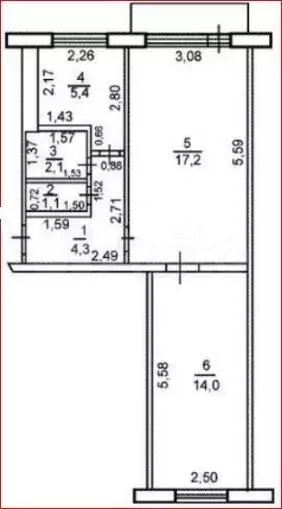 2-к. квартира, 44 м, 1/5 эт. - Фото 0