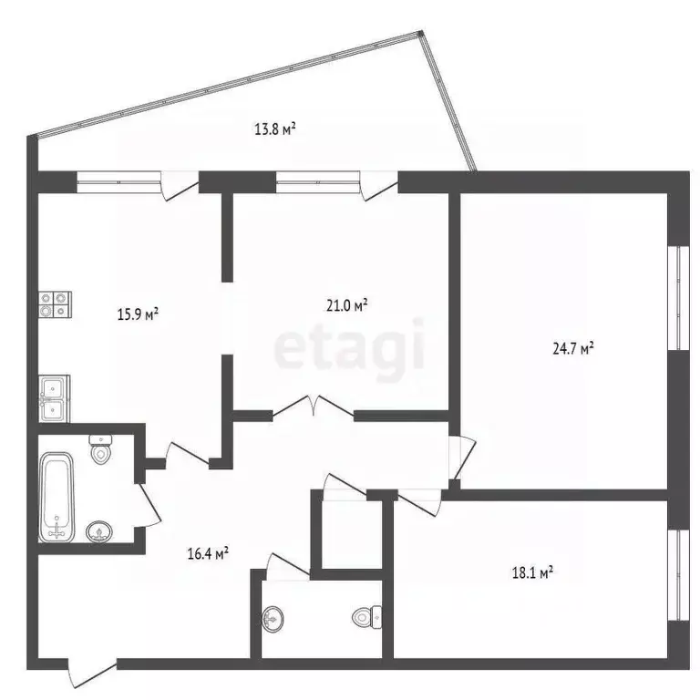 3-к кв. Москва ул. Покрышкина, 3 (104.0 м) - Фото 2