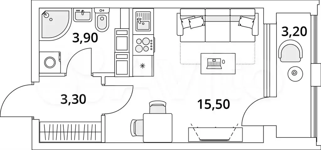 Квартира-студия, 24,3 м, 13/13 эт. - Фото 1