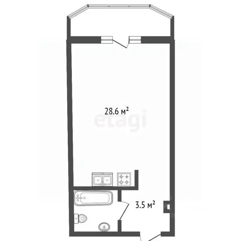 Студия Санкт-Петербург Наличная ул., 26к6 (44.7 м) - Фото 1