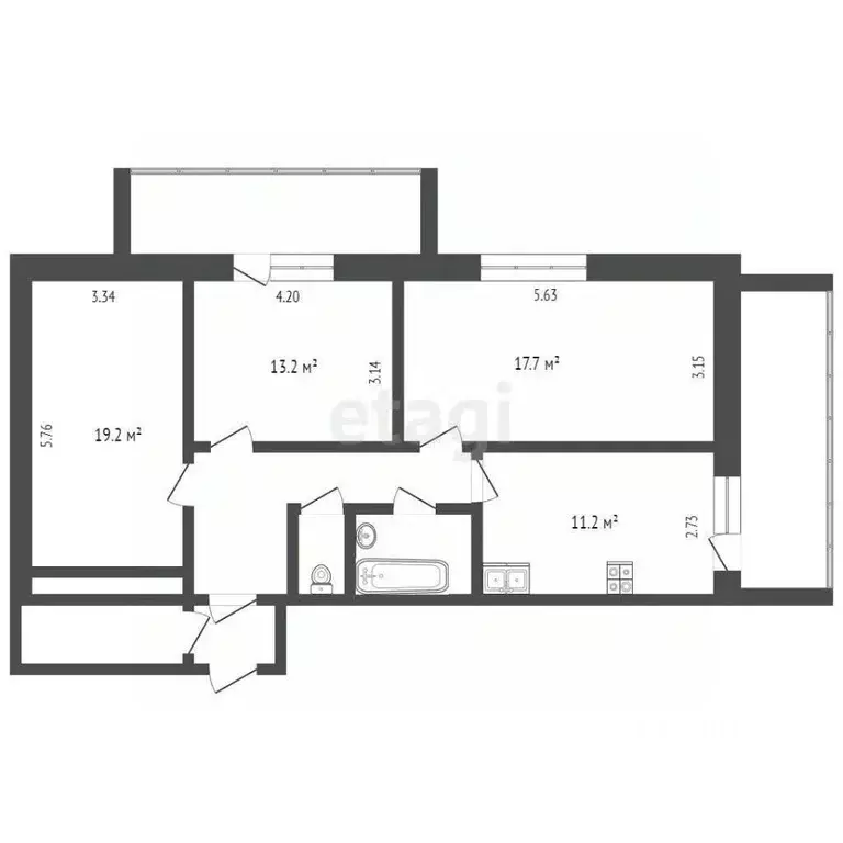 3-к кв. Ямало-Ненецкий АО, Ноябрьск ул. Космонавтов, 8 (75.9 м) - Фото 2