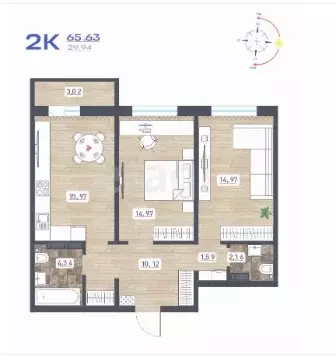 Продаётся 2-к квартира, 65.63 м - Фото 0