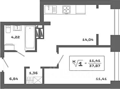 1-к кв. Новосибирская область, Новосибирск Аэропорт мкр,  (37.87 м) - Фото 1