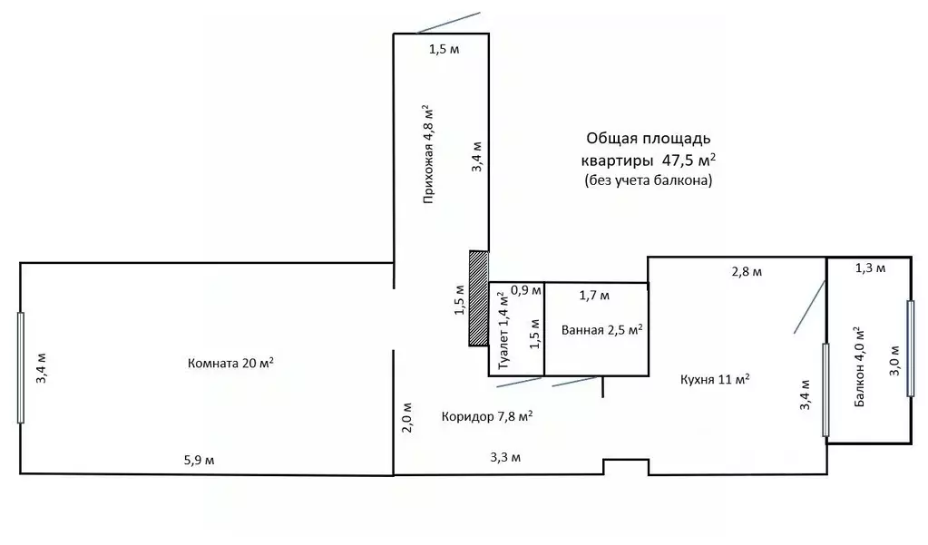 1-к кв. Саха (Якутия), Якутск ул. Ойунского, 25 (48.0 м) - Фото 2