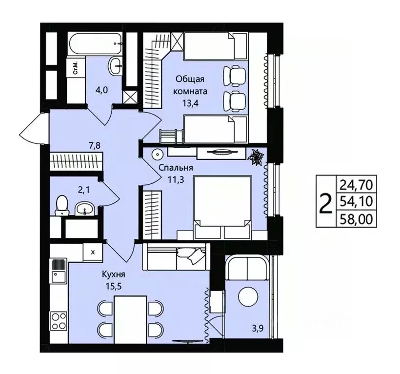 2-к кв. Мордовия, Саранск Юбилейный жилрайон, 3-й мкр, Новая История ... - Фото 1