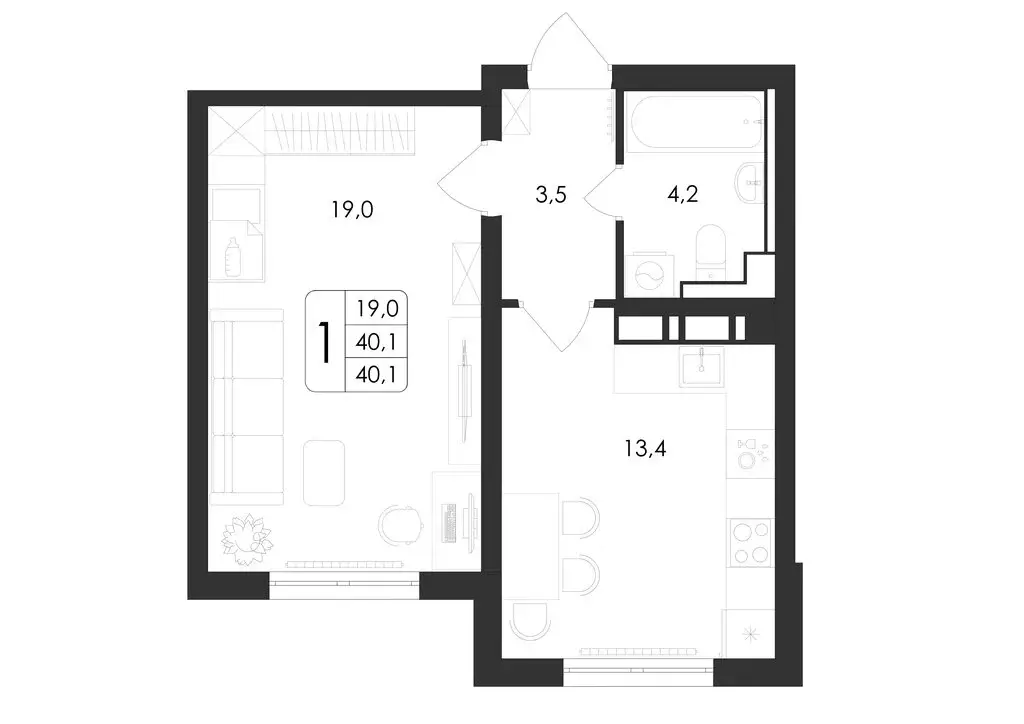 1-комнатная квартира: Воронеж, улица Шишкова, 140Б/21 (40.1 м) - Фото 0