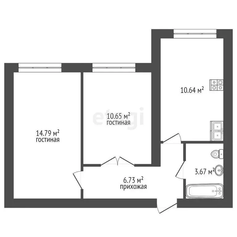 3-комнатная квартира: Нальчик, улица Мусукаева, 28 (55.1 м) - Фото 1