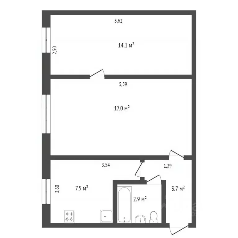 2-к кв. Омская область, Омск ул. 27-я Северная, 98 (45.1 м) - Фото 1