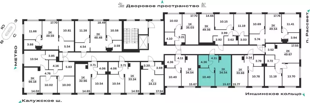 1-комнатная квартира: Тула, деревня Харино, ЖК Иншинский Квартал ... - Фото 2
