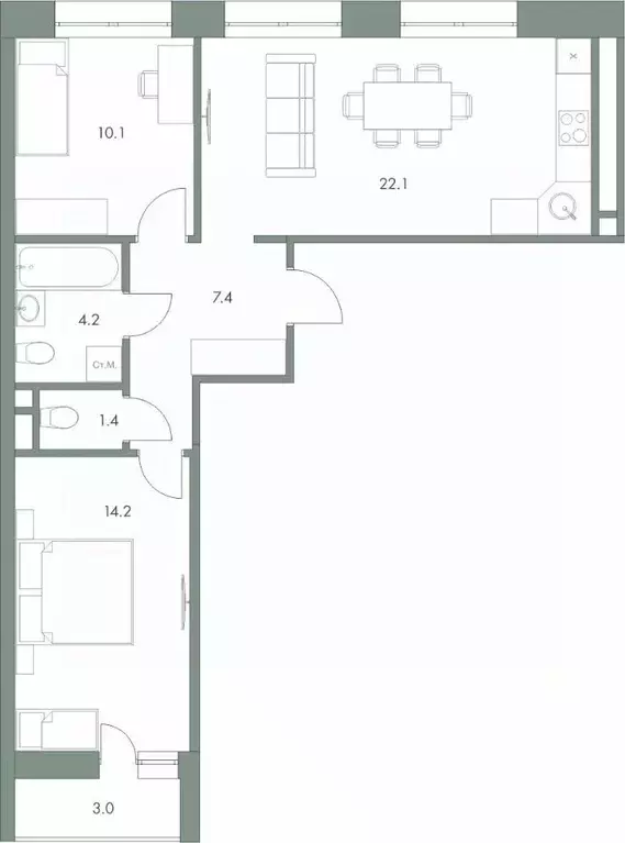 2-к кв. Ханты-Мансийский АО, Ханты-Мансийск Красноармейская ул., 45 ... - Фото 0