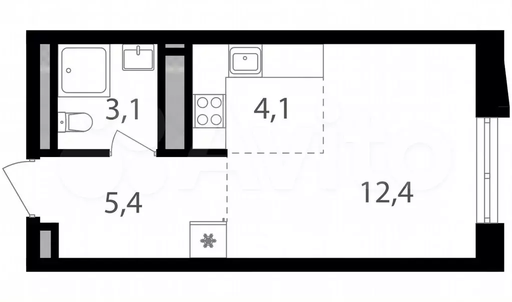 Квартира-студия, 25 м, 6/26 эт. - Фото 0