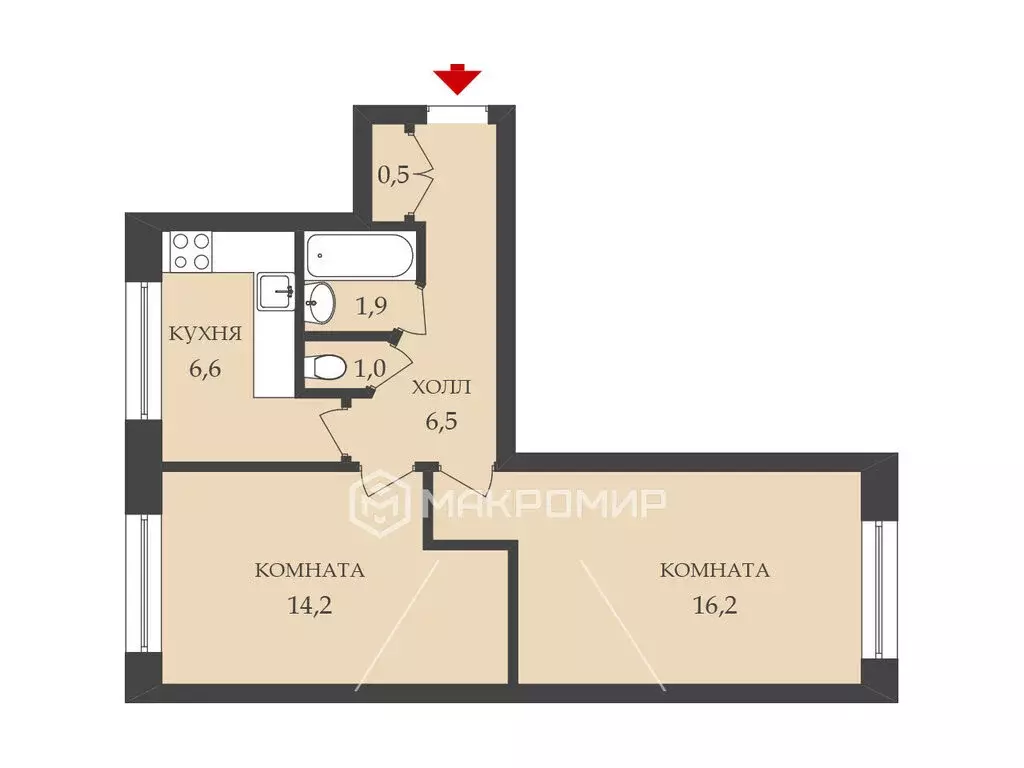 2-комнатная квартира: Санкт-Петербург, проспект Славы, 7к1 (47 м) - Фото 1