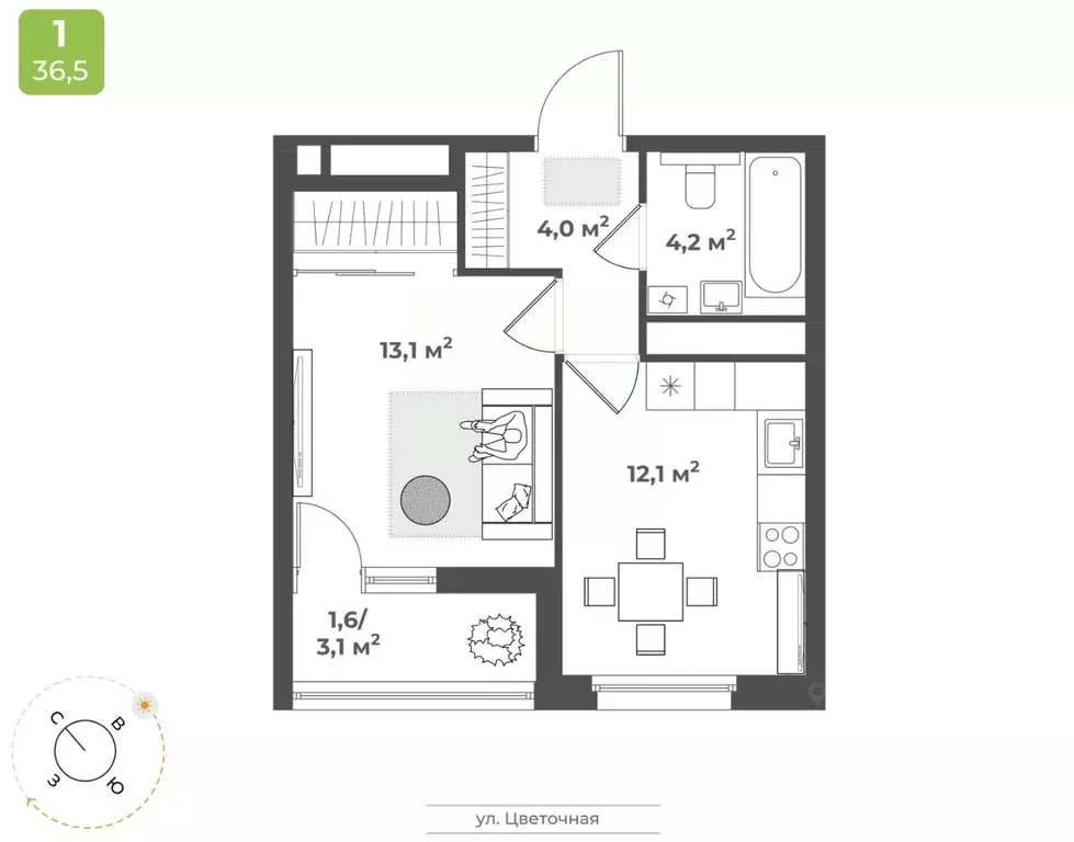 1-к кв. Тверская область, Тверь Соминка мкр,  (35.0 м) - Фото 0