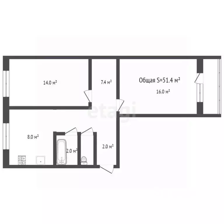 2-к кв. Брянская область, Брянск Орловская ул., 10 (51.4 м) - Фото 1