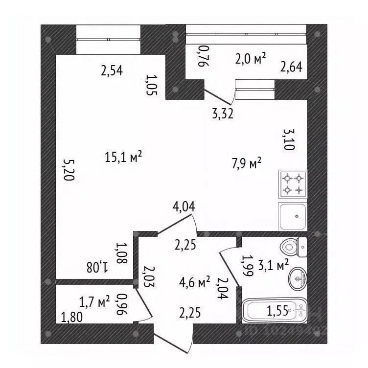 1-к кв. Башкортостан, Уфа ул. Блюхера, 1/3 (33.1 м) - Фото 1