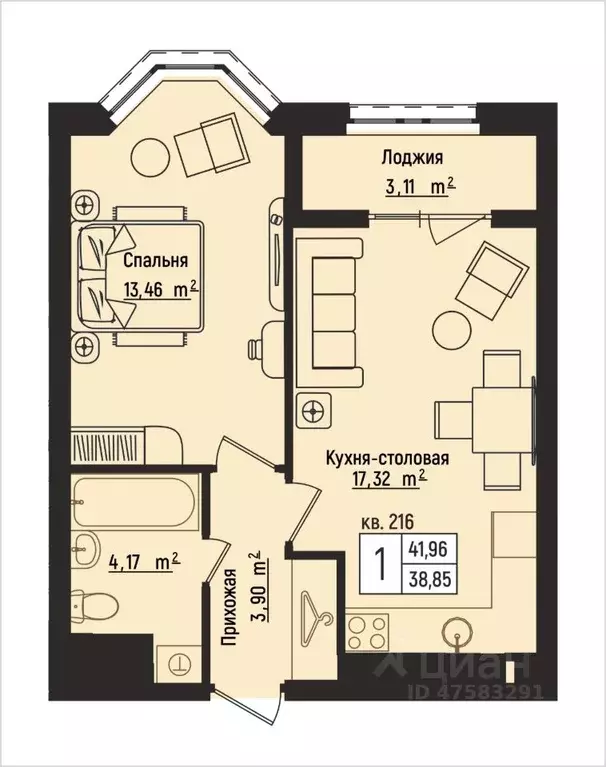 1-к кв. Нижегородская область, Нижний Новгород Литературная ул., 5 ... - Фото 1