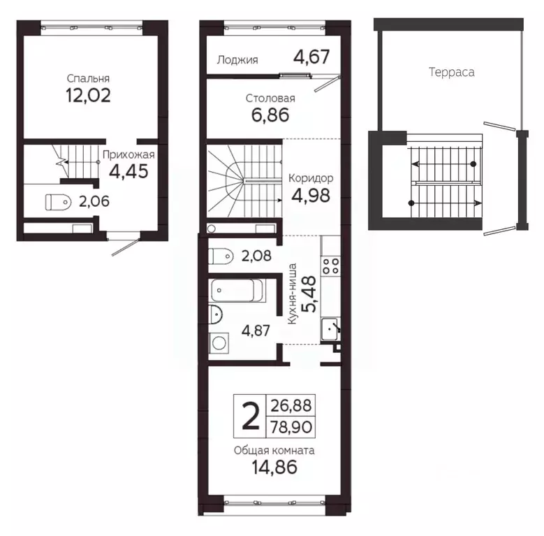 2-к кв. Томская область, Томск Комсомольский просп., 48Б (78.9 м) - Фото 1