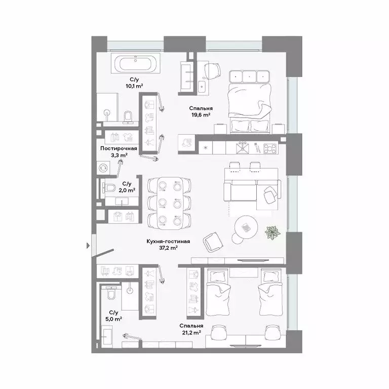2-комнатная квартира: Москва, Ленинский проспект, 2 (96.1 м) - Фото 1