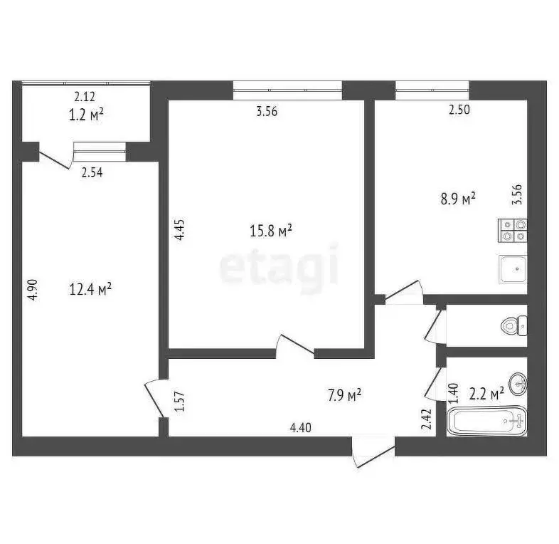 2-комнатная квартира: Абакан, Пирятинская улица, 05 (52 м) - Фото 1