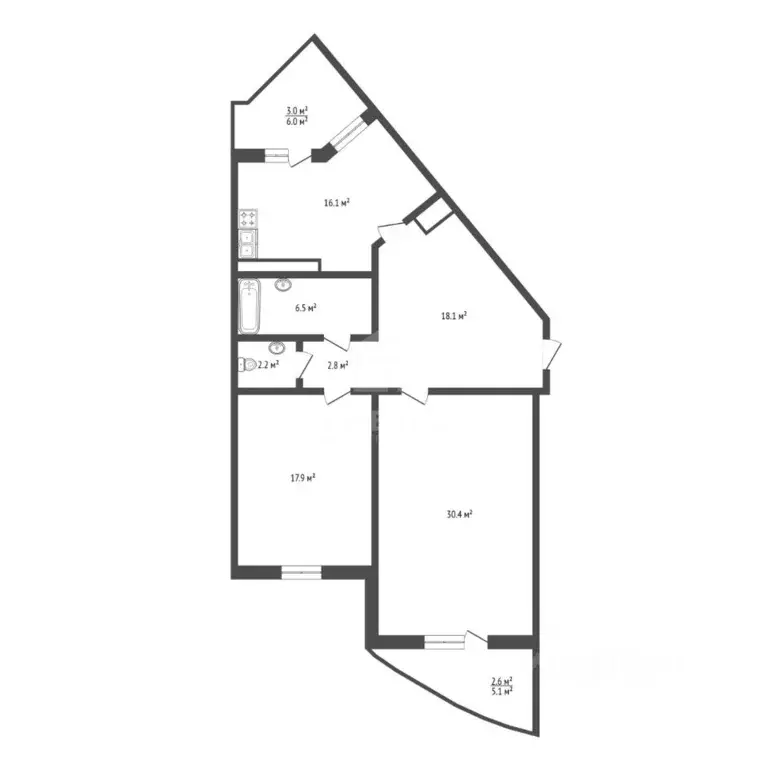 2-к кв. Санкт-Петербург Планерная ул., 63к1 (99.6 м) - Фото 1