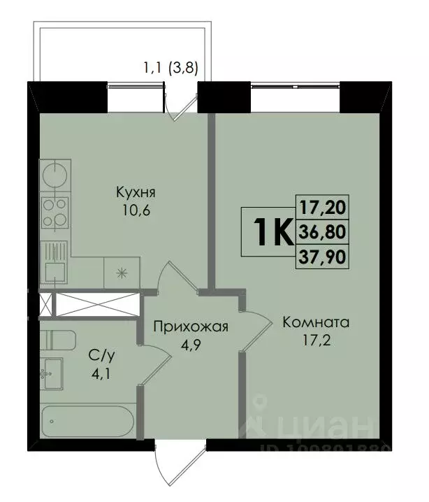 1-к кв. Ростовская область, Ростов-на-Дону Ботаника жилой комплекс ... - Фото 0