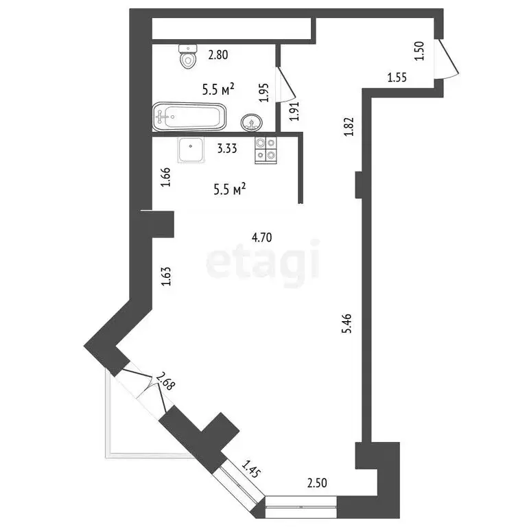 1-комнатная квартира: Челябинск, улица Энтузиастов, 30Б (45.9 м) - Фото 1