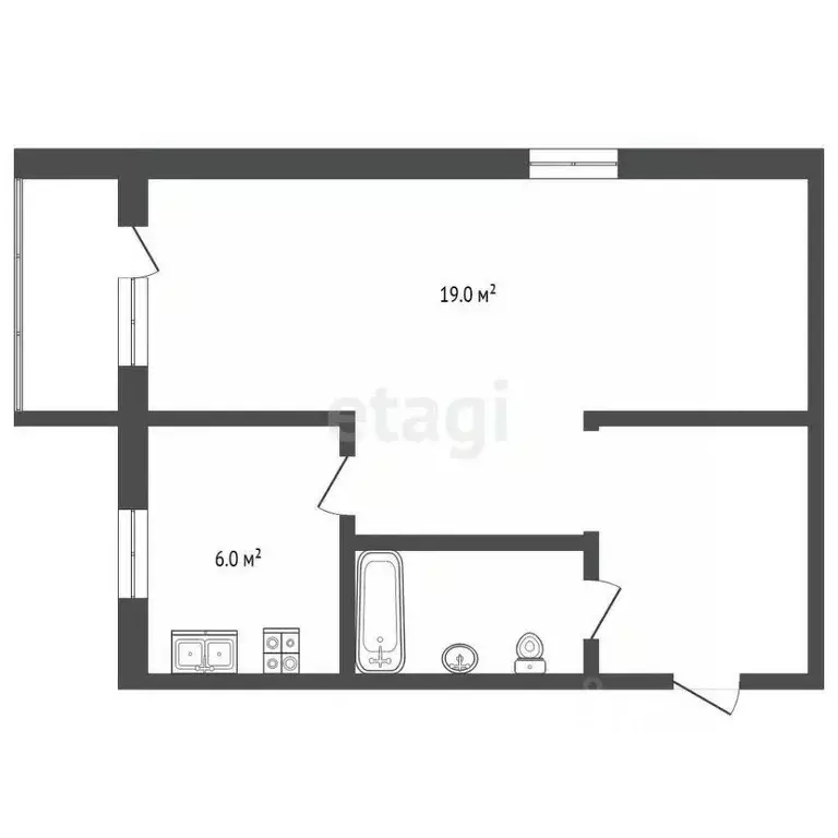 1-к кв. Ярославская область, Рыбинск ул. 50 лет ВЛКСМ, 34 (31.8 м) - Фото 2