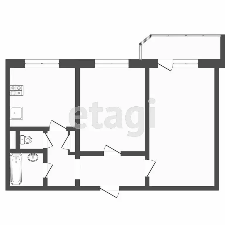 2-комнатная квартира: Тюмень, Широтная улица, 13А (51.2 м) - Фото 1