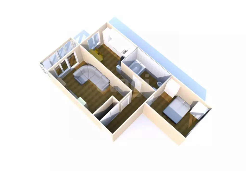 2-к кв. Сахалинская область, Невельск ул. Яна Фабрициуса, 55 (49.4 м) - Фото 2