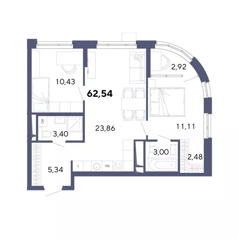 2-комнатная квартира: Екатеринбург, Онежская улица, 4 (62.7 м) - Фото 0