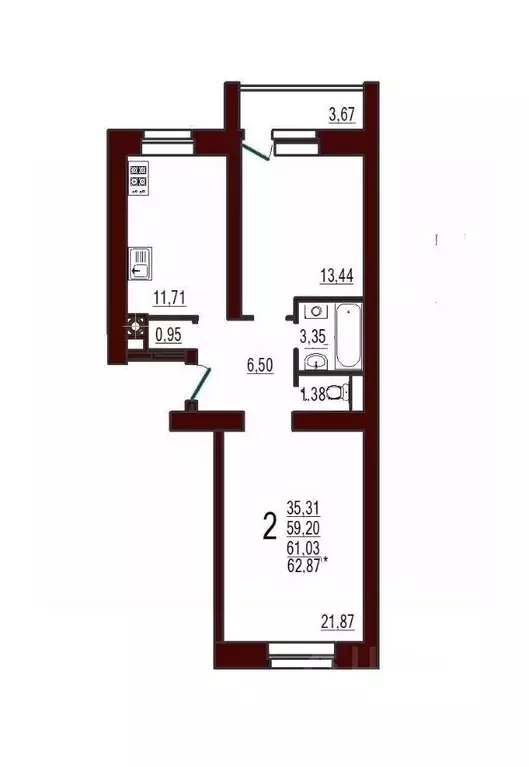2-к кв. Смоленская область, Вязьма ул. Ленина, 71 (61.03 м) - Фото 0
