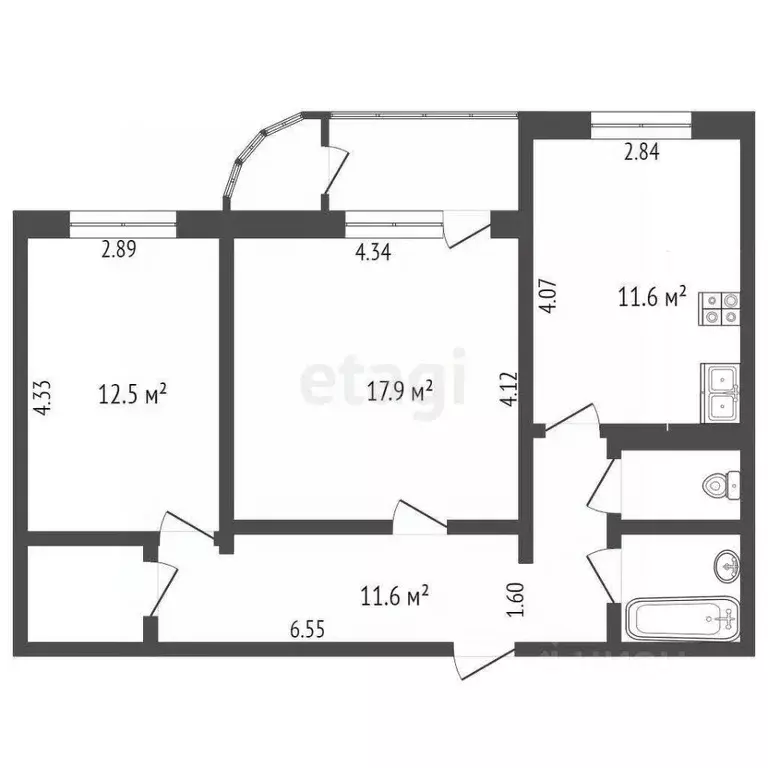 2-к кв. Московская область, Балашиха ВНИИПО мкр, 14 (63.0 м) - Фото 1