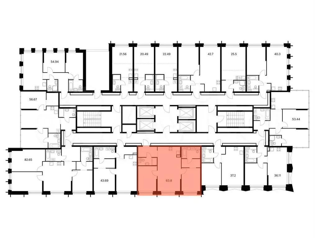 2-к. квартира, 63,8 м, 13/32 эт. - Фото 1