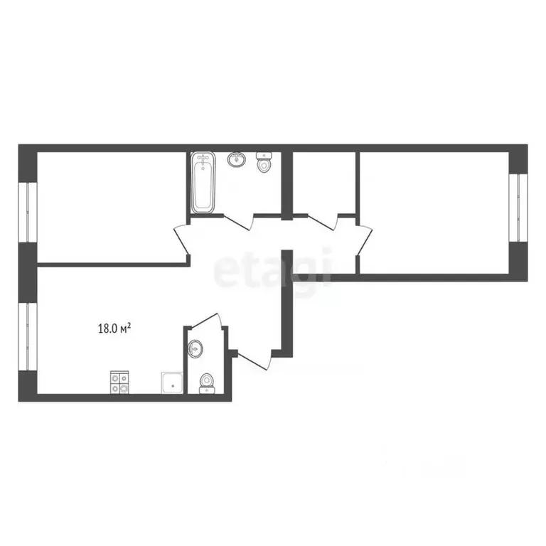 2-к кв. Тюменская область, Тюмень ул. Республики, 204к10 (70.3 м) - Фото 2