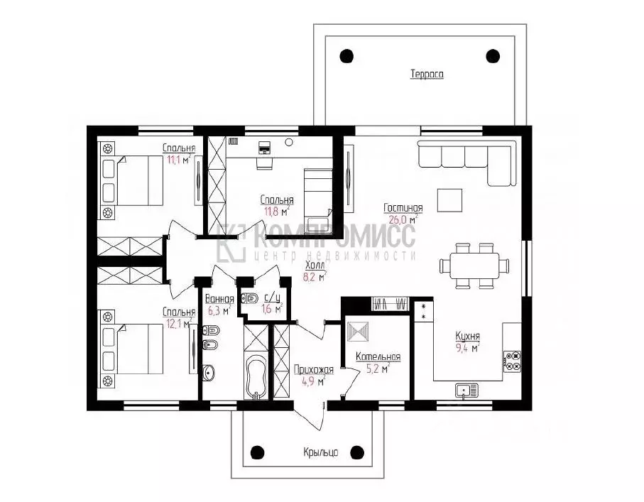 Коттедж в Адыгея, Тахтамукайский район, Козет аул ул. Европейская (130 ... - Фото 2