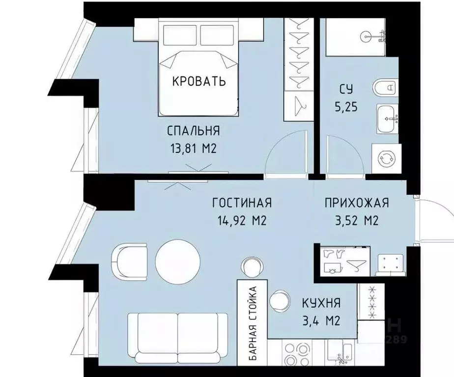 1-к кв. Москва Багратионовский проезд, 5Ак2 (40.8 м) - Фото 2
