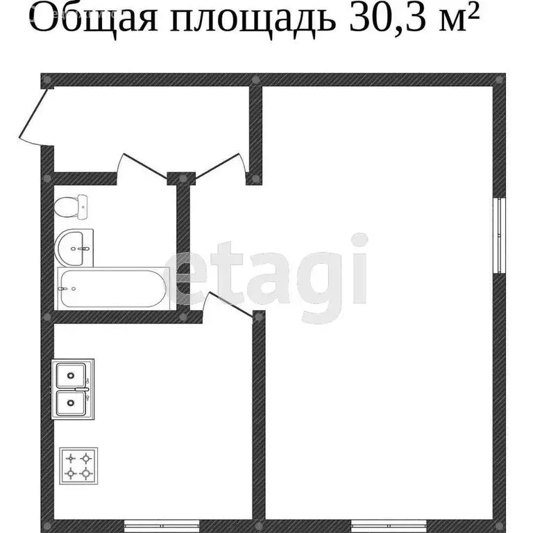 1-комнатная квартира: Ишим, улица Карла Маркса, 82 (30.2 м) - Фото 1