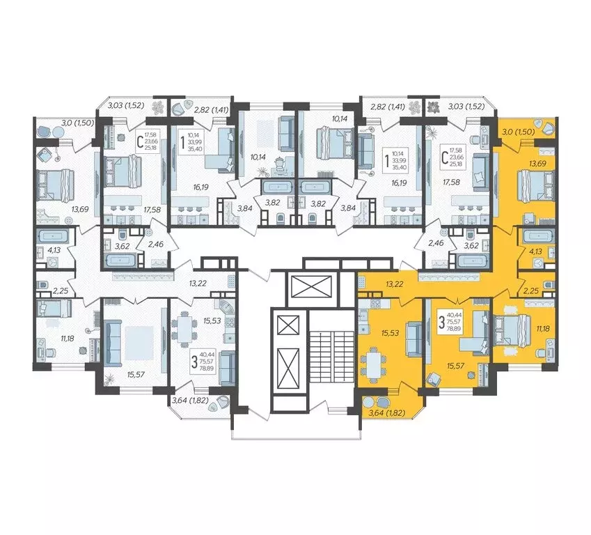 3-комнатная квартира: Краснодар, Уральская улица, 87/7 (78.89 м) - Фото 2