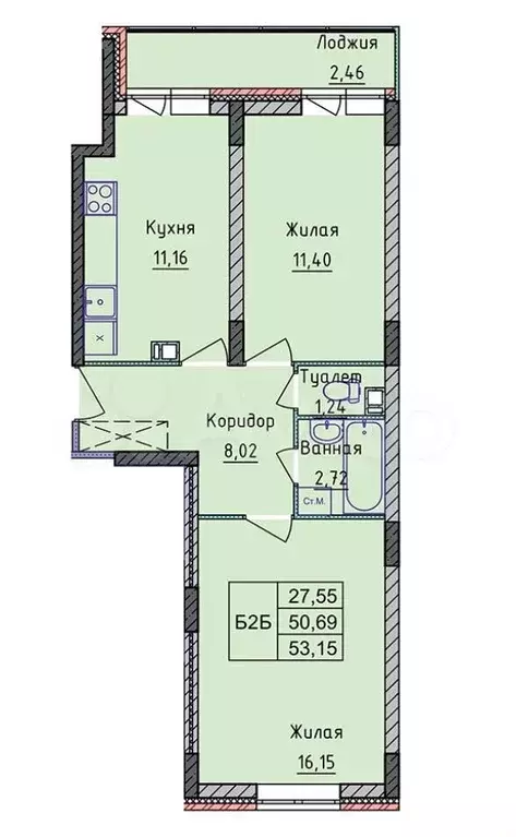 Квартира-студия, 53 м, 7/8 эт. - Фото 0